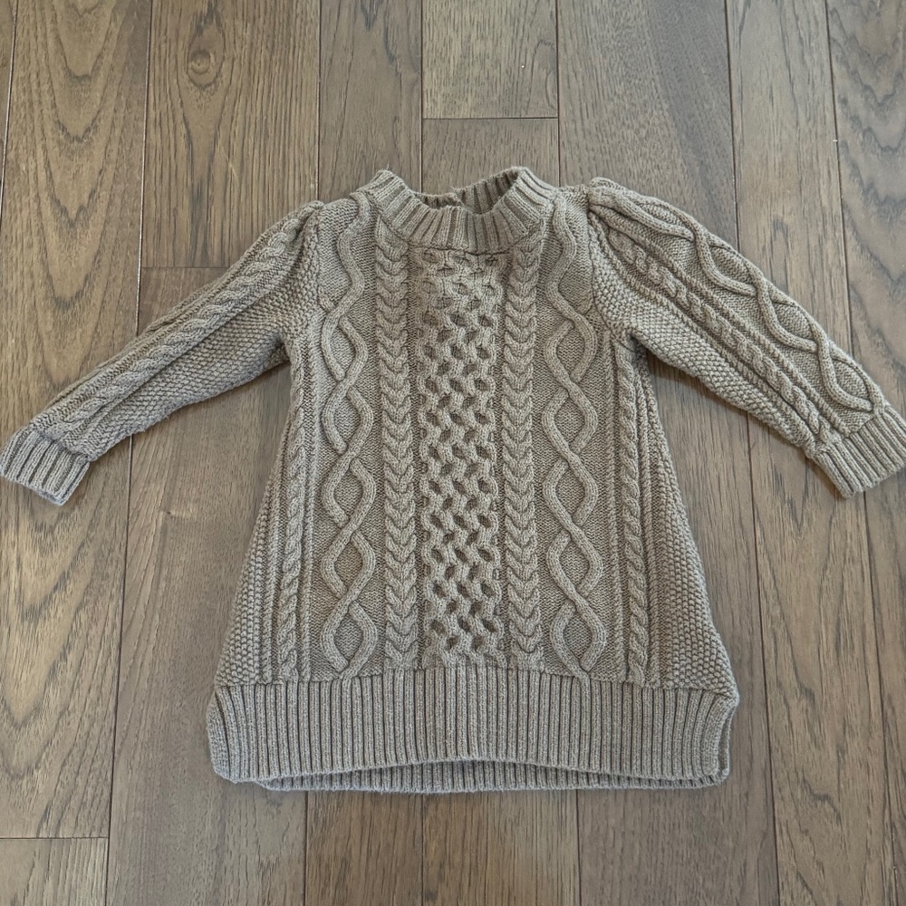 Baby Gap - Brown Cable-Knit Sweater Dress for Baby Girl (Size: 12-18 Months)